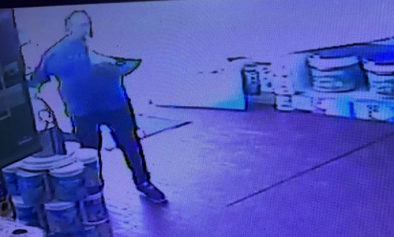 "Mecheros" roban en un local de pinturas: quedaron grabados por las cámaras de seguridad