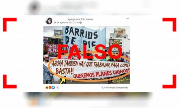 Otra vez circula una foto falsa de una pancarta de Barrios de Pie