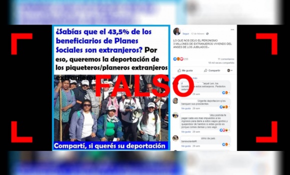 Es falso que casi la mitad de los beneficiarios de programas sociales sean extranjeros